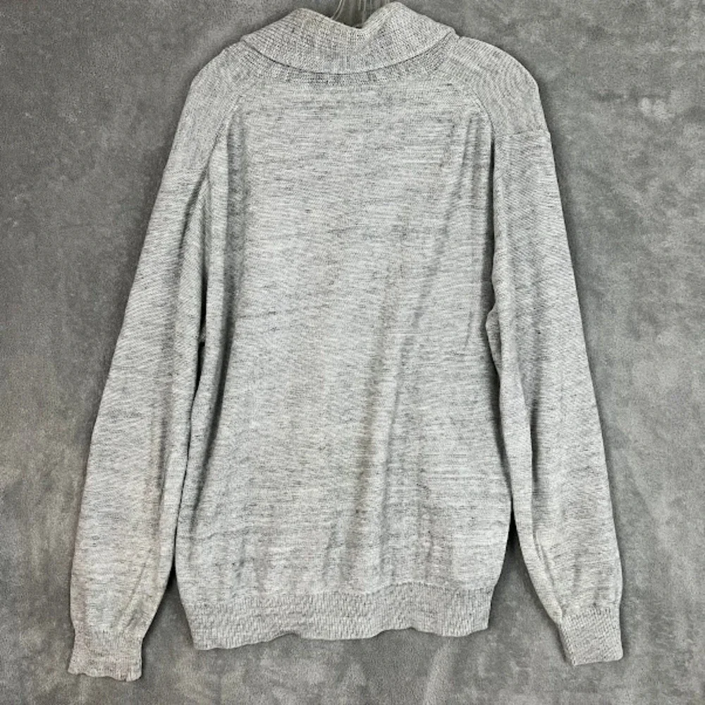 J Crew Shawl Neck Cardigan Sweater Mens L Grey Cotton ClassicPreppy Academia
